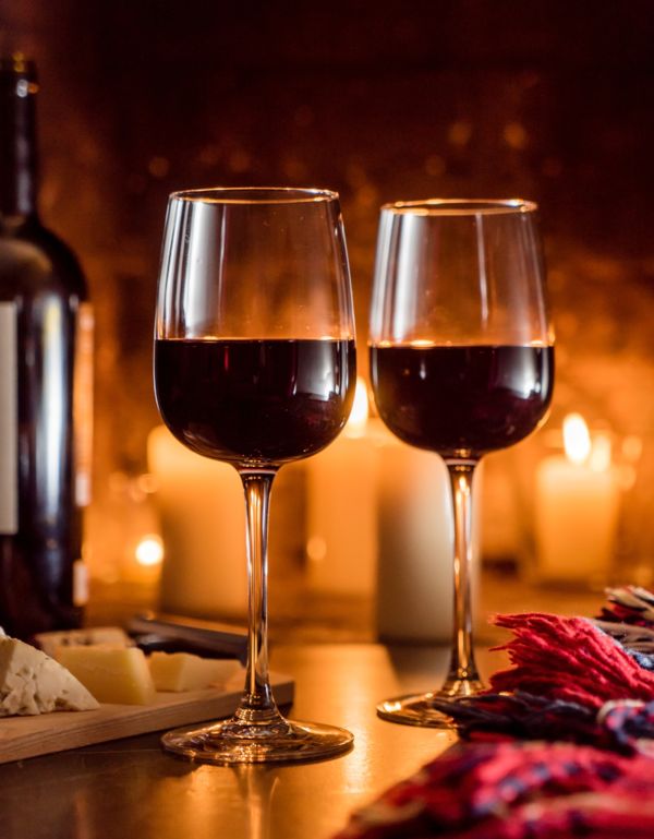 wine and a fire
